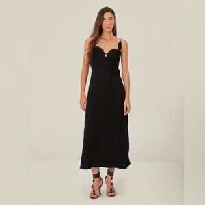 Farm Rio: Black Flowered Bust Midi Dress